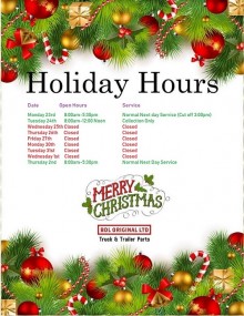 CHRISTMAS & NEW YEAR OPEN HOURS