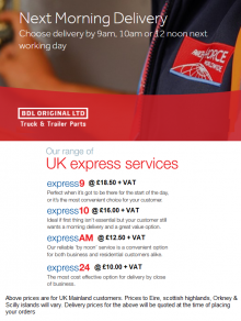 PARCEL FORCE DELIVERY PRICES