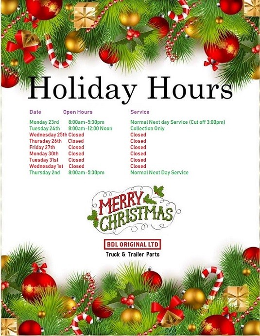 CHRISTMAS & NEW YEAR OPEN HOURS