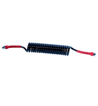 Anti kink air coil-suzie (black with red tail) 2 x M18 female connetors - 4 meter