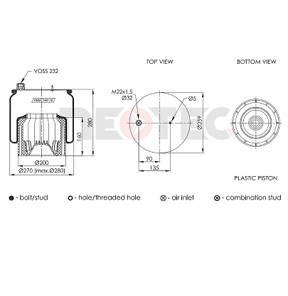 9603207021 Mercedes rear air spring (with fitting kit)