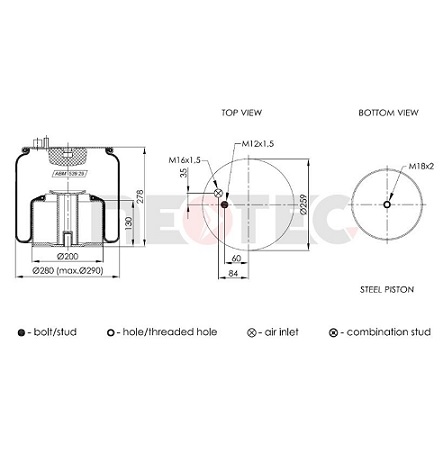 81436006055 MAN rear air spring (with fitting kit)