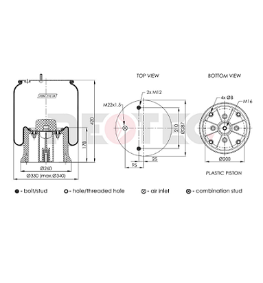 3229002800 SAF air spring (with fitting kit)