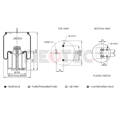 0542943290 BPW air spring (with fitting kit)
