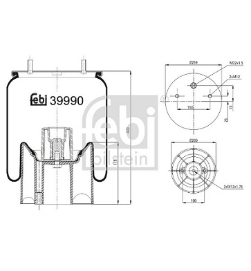 CF153897 Fruehauf-Mercedes air spring (with fitting kit)