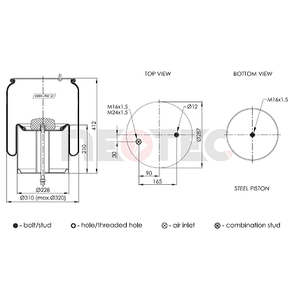 5010557355- Renault-volvo air spring (with fitting kit)