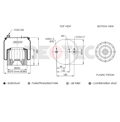 9603207721 Mercedes air spring (with fitting kit)