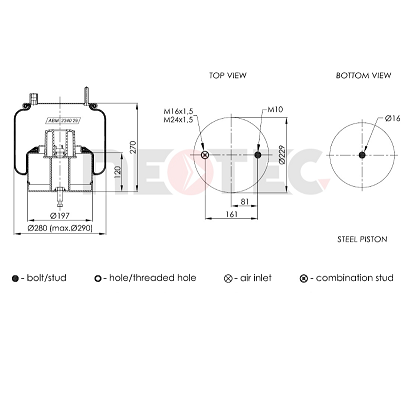21321520 Volvo rear air spring (with fitting kit)