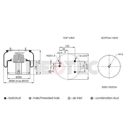 41153933-1153933 VDL air spring
