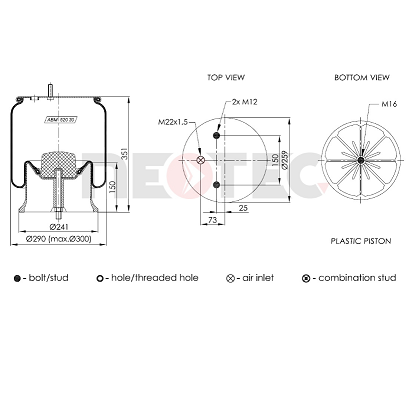 3229003300 SAF-Scania air spring (with fitting kit)