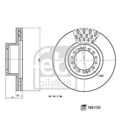 DEP104073 Dennis elite front axle brake disc