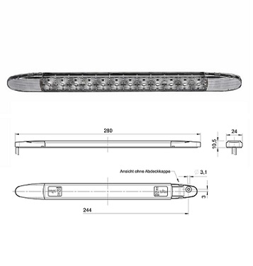 15.00028.300 ZHBL28 Clear lens led 3rd brake light (12V)