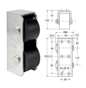 3950258GA Pommier but-roll V2-65 vertical twin buffer