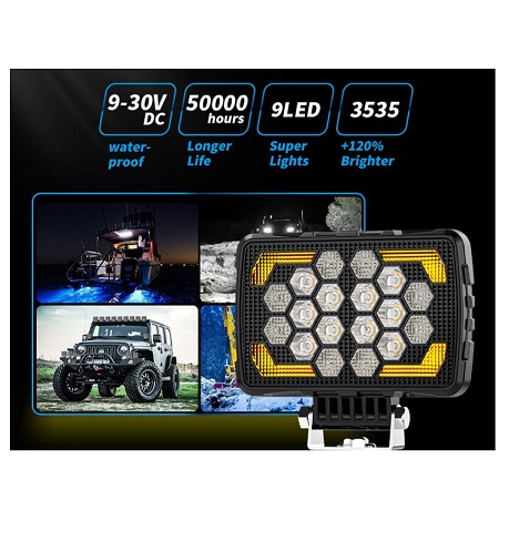 VSWDOR501 5" rectangular led drive lamp (9-32V) 3600 lumens