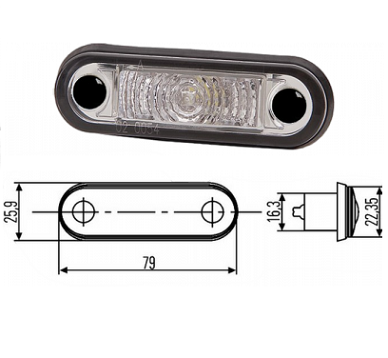 2PF959590-207- HELLA FRONT MARKER LAMP (CLEAR) 12/24V
