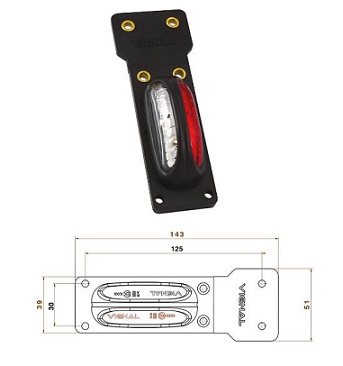 112110 vignal led outline marker lamp (12-24V) 1000mm cable with connector