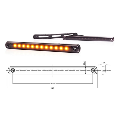 W276 BLACK-2342 WAS led side marker lamp (smoked version) 12-24V