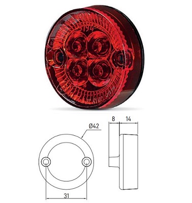 3194.0005200 SIM round led rear position light (12-24V)