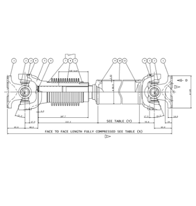659166-2 Dennis propshaft (505mm)