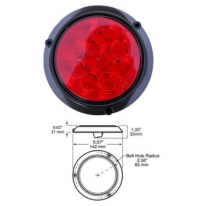 PM-1216F-9 Peterson round rear fog light (12-24V) with black bracket