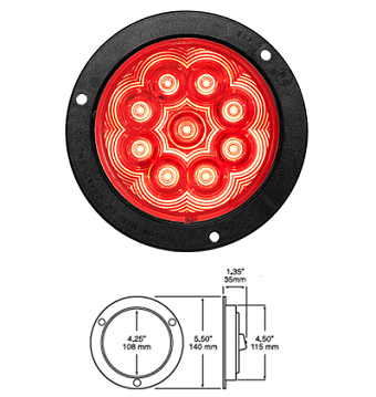 Moffet-Hiab led rear fog light (flange mounted version)