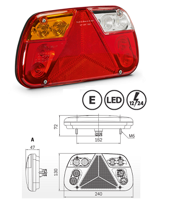 3149.2000000- LED REAR TRAILER LIGHT (WITH REAR DIN SOCKET) -LEFT HAND