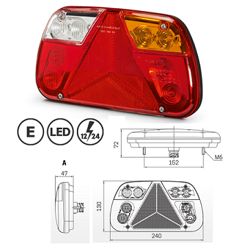 3149.2000200- 301.49- LED TRAILER REAR LAMP (WITH REAR DIN SOCKET)- RIGHT HAND