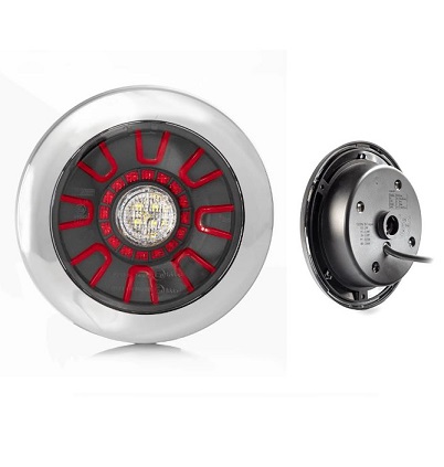 FT-314 Fristom rear round led fog-reverse lamp (12-24V) Chrome surround