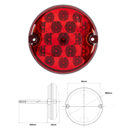 RL95ST- 95mm rear stop-tail light (12-24V)