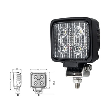12w Square Work Lamp R23 Amp – Flood Beam with amp connector - VSWD-WL610-F-AMP