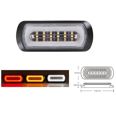 10R0622928 - LED strobe warning lamp with halo (White halo-Amber warning) Dual voltage