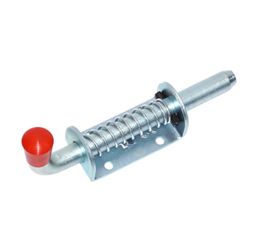 Zinc plated spring loaded bolt   (16mm bolt  88mm x 40mm x 3.8mm bracket)