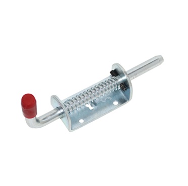 Zinc plated spring loaded bolt  (12mm bolt   88mm x 40mm x 3.8mm bracket)