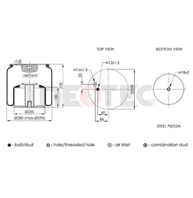 81436006055 MAN rear air spring (with fitting kit)